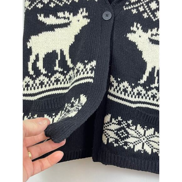 Coldwater Creek Women's Medium White/Black Holiday Moose Print One Button Vest - Picture 4 of 8